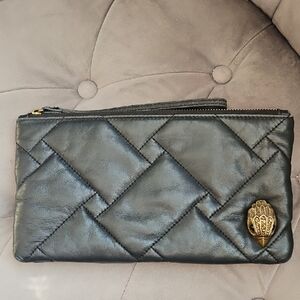 Kurt Geiger London Black Quilted Leather Wristlet Clutch